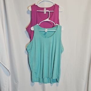 Cakulo Women's Sleeveless Workout Yoga Tank Tops Bundle - Teal and Magenta‎
